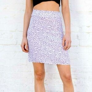 BRANDY MELVILLE CLARE SEPHIRA CHEETAH midi SKIRT PURPLE white CHEETAH print XS
